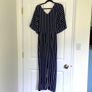 Pinstriped Navy Blue & White Jumpsuit/Romper